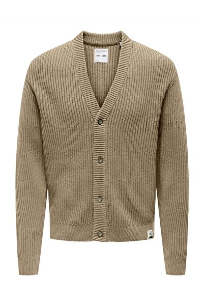 Only & Sons Ανδρική καφέ ζακέτα ONSFERGAL LIFE REG 7 RIB CARD KNIT - 22030209