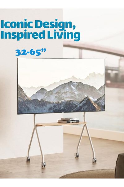 Old_Feller 32-65" Artistic Easel Tv Stand: Height-adjustable, Wheels, Wood Shelf, Heavy-duty,