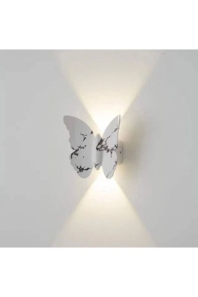 luminastar Butterfly LED Wall Lamp, White + Gold, Outdoor/Indoor 6W, Warm Light