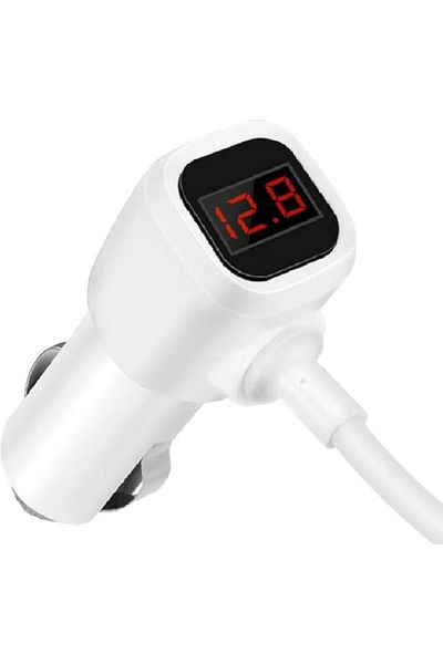 Hoco 3 in 1 Car Charger 3 Sockets Car Lighter Adapter Splitter 2 USB Car-Charger with LED Digital Display