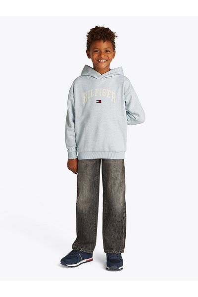 Tommy Hilfiger Boys Breezy Blue Heather Varsity Logo Hoodie