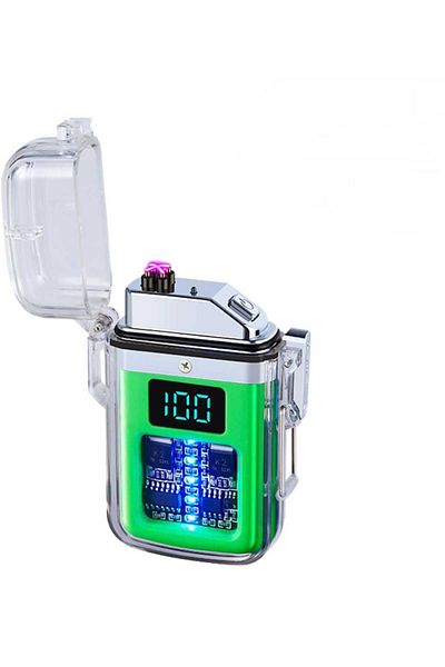 Generic ولاعة بلازما كهربائية مقاومة للماء - مقاومة للرياح وقابلة لإعادة الشحن عبر USB مع 3 أوضاع للمصباح اليدوي