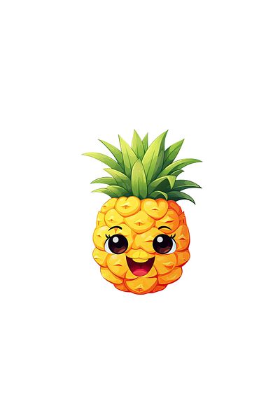INOVATIX Set de 8 bucăți, autocolant cu ananas zâmbitor, INOVATIX®. 6 cm