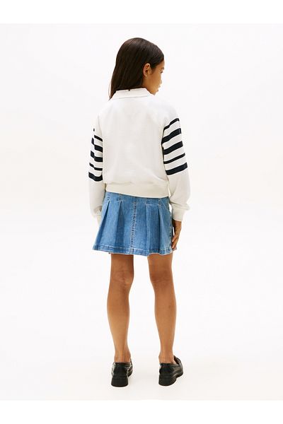 Tommy Hilfiger Girls Dark Night Navy Stripe Logo Embroidery Sweatshirt