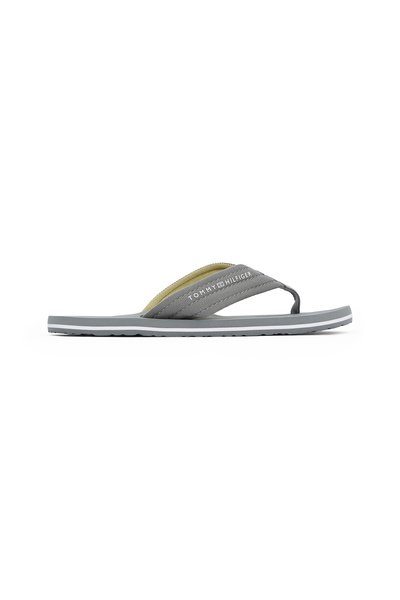 Tommy Hilfiger Men Universal Grey Logo Webbing Pool Flip Flops