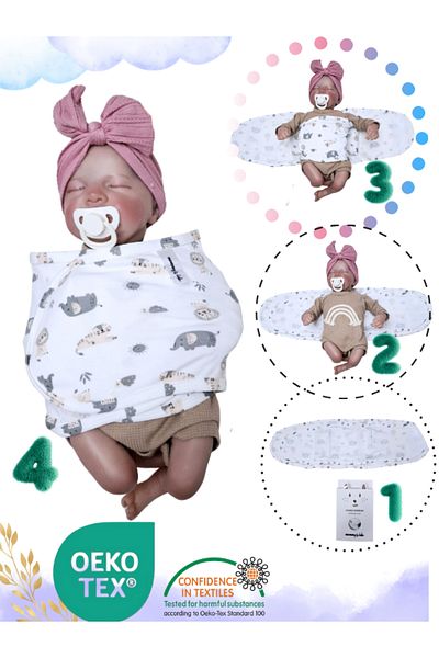 Mommyslab 0-4 Months New Season Patterned Colorful 100% Cotton Ready-Made Half Girdle Swaddle Belt (Oeko Tex Cif Certified)