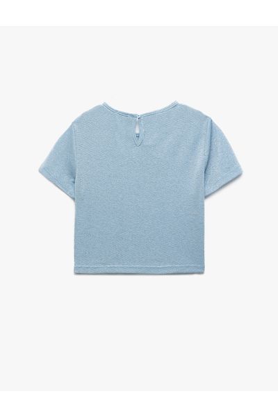 Koton New Season Round Neck Short Sleeve Blouse with Back Closure Detail