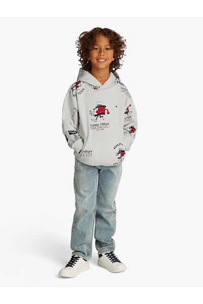 Tommy Hilfiger Boys Snow White Heather All Over Print Hoodie