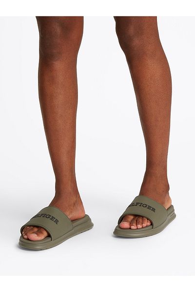 Tommy Hilfiger Men Army Green Dual Density Pool Slides