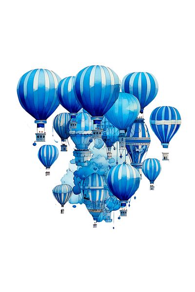 INOVATIX Set of 8 pieces, Blue flying balloons sticker, INOVATIX®. 6 cm