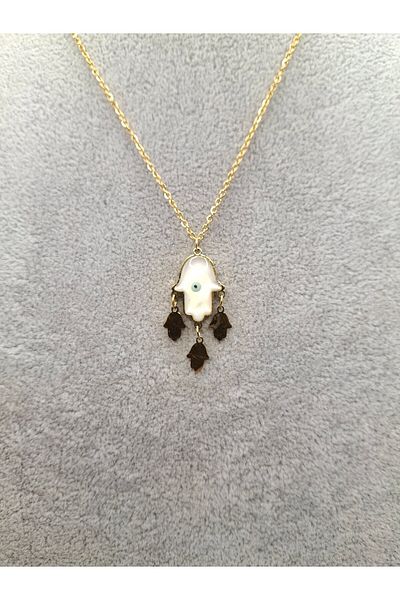 Han Ticarethane Gold Color Special Design Fatma Ana Hand Model Steel Necklace