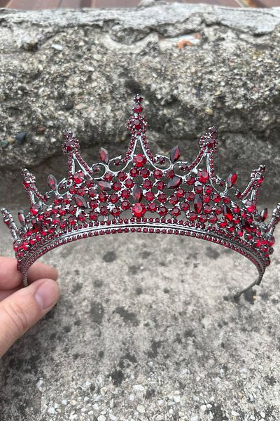 Hobigram Catalina Burgundy Bridal Henna Crown Special Occasion Accessory Women's Crown Hair Accessory – Crown, Crystal Stone