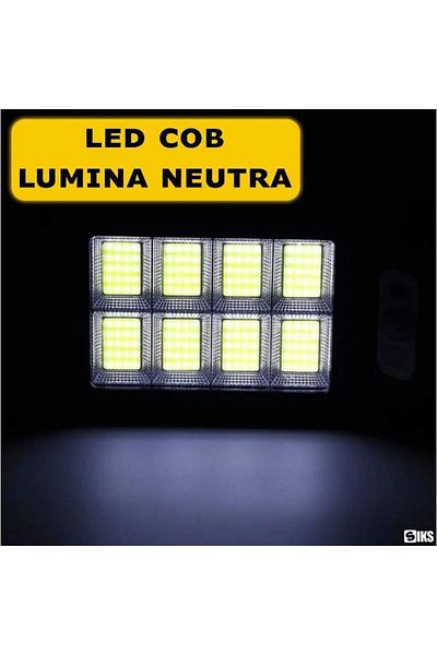 SIKS Lampă solară de exterior, cu panou solar, 120 LED-uri, pentru grădină, alee, intrarea în casă, lampă cu LED-uri COB
