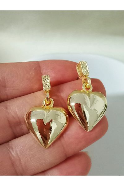 mos&more Gold Dangle Heart Lightweight Women's Earrings