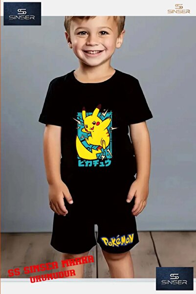 SS SİNSER Tricou cu gât rotund cu imprimeu special pentru copii „PIKHCU TURKU...