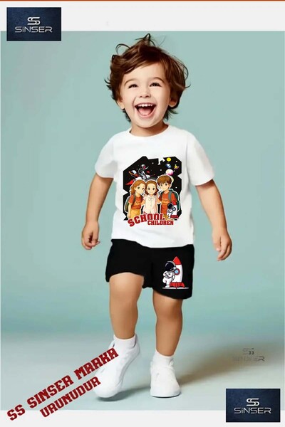 SS SİNSER Children's “School Children Sinser 3Lu“ Special Printed Crew Neck T...
