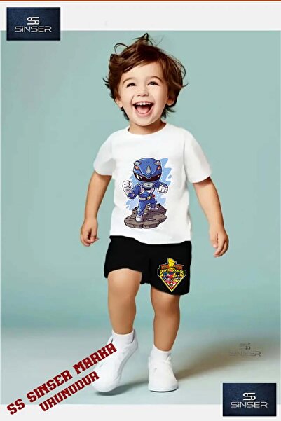 SS SİNSER Tricou cu gât rotund cu imprimeu special „POWERRANGER CHARACTER BLU...