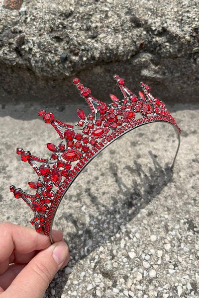 Hobigram Catalina Red Bridal Henna Crown Special Occasion Accessory Women's Crown Hair Accessory – Crown, Crystal Stone