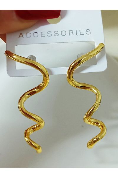 mos&more Gold Curved Lightweight Women's Earrings