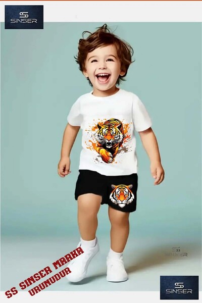 SS SİNSER Παιδικό μπλουζάκι με στάμπα "TIGER ON PENCE" με λαιμόκοψη ποδηλάτου...