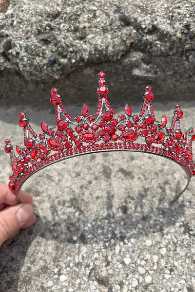 Hobigram Catalina Red Bridal Henna Crown Special Occasion Accessory Women's Crown Hair Accessory – Crown, Crystal Stone