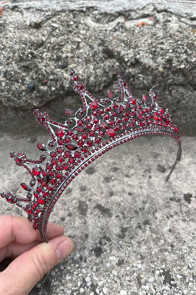 Hobigram Catalina Burgundy Bridal Henna Crown Special Occasion Accessory Women's Crown Hair Accessory – Crown, Crystal Stone
