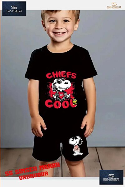 SS SİNSER Tricou cu gât rotund cu imprimeu special pentru copii „SNOPY CHIEFS...