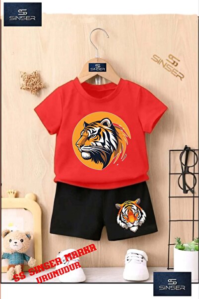 SS SİNSER تي شيرت للأطفال "TIGER HEAD CIRCLE" مطبوع حسب الطلب برقبة دائرية - ...