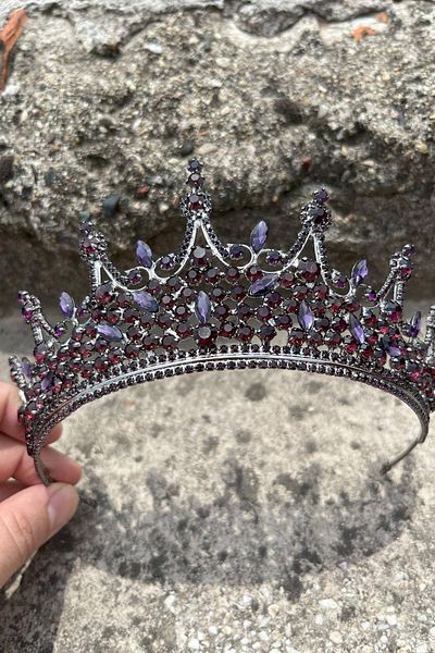 Hobigram Catalina Purple Bridal Henna Crown Special Occasion Accessory Women's Crown Hair Accessory – Crown, Crystal Stone