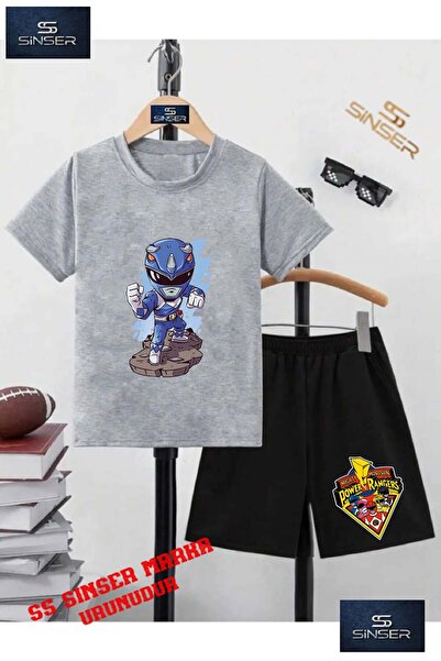 SS SİNSER Tricou cu gât rotund cu imprimeu special „POWERRANGER CHARACTER BLU...