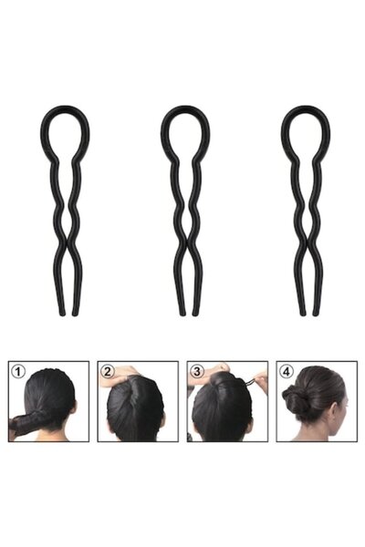 SyaMAG Set agrafe de păr, 3 bucăți, plastic, negru, 9 cm