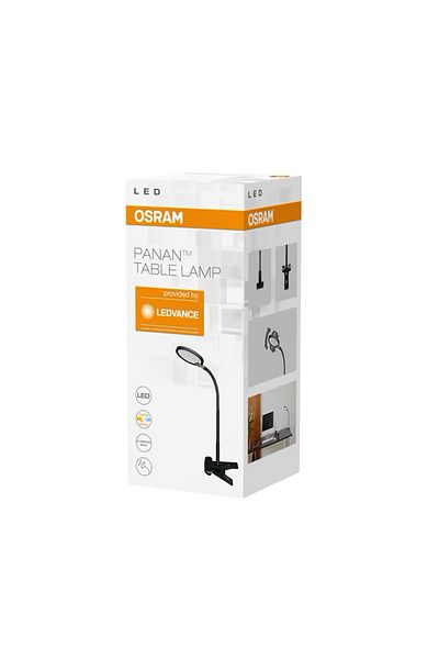 Osram Osram PANAN Alu Clip LED desk lamp black, 6W 300lm, warm light, furniture mounting mechanism