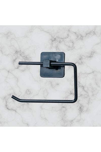 Skygo Buffer ®   Self Adhesive Black Stainless Metal Coverless Toilet Roll Holder Apparatus