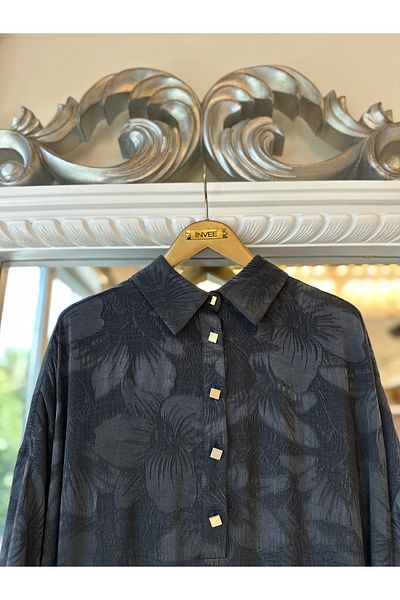 Invee Invee 7109 Floral Patterned Shirt - Black