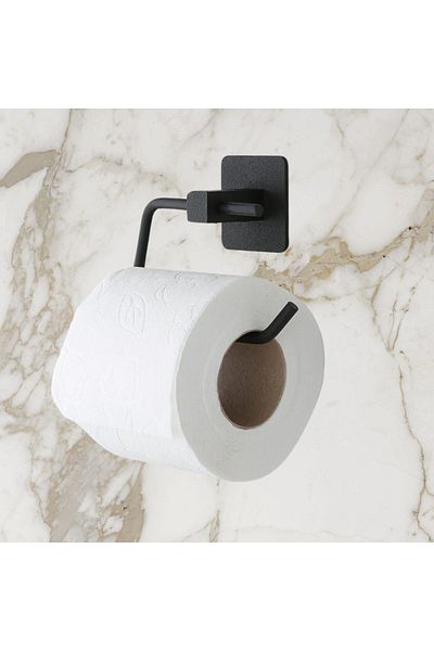 Skygo Buffer ®   Self Adhesive Black Stainless Metal Coverless Toilet Roll Holder Apparatus