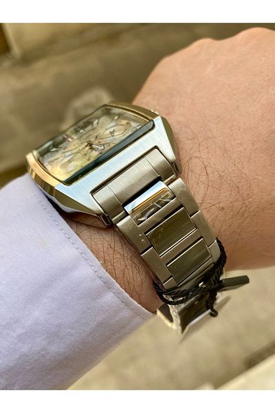 Reward Men's Wrist Watch Waterproof Silver Color Steel Cord Bracelet Gift