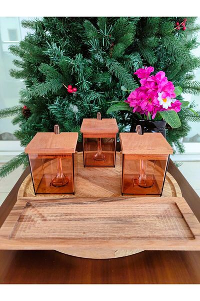 Madame Coco Geraldin Spice Rack 3 Pcs Amber 300 ml