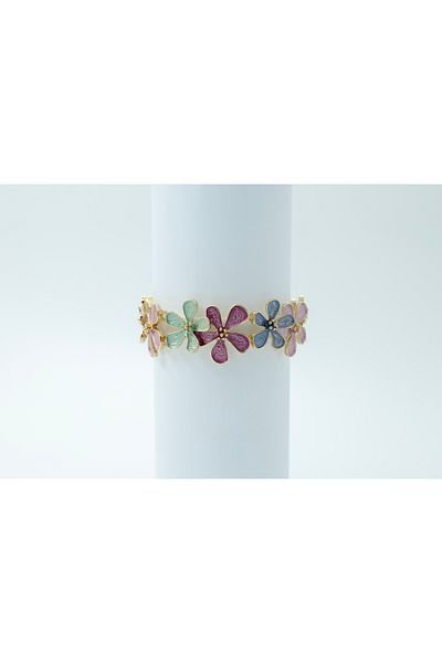 1881 STORE Flower Elastic Enameled Bracelet Pastel Colored