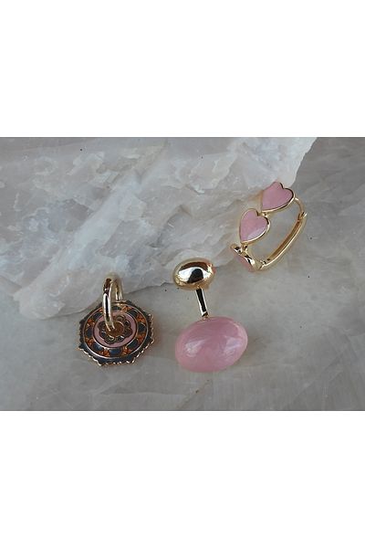 NFS BUTİK Candy Heart Model Set of 3 Steel Earrings