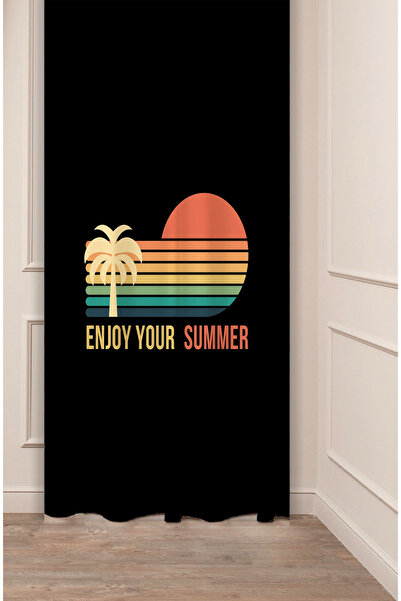 GREENDECOR Bucurați-vă de atmosfera de vară, model de palmier de vară, design special, digital cu imprimeu (o singură aripă) perdea de fundal