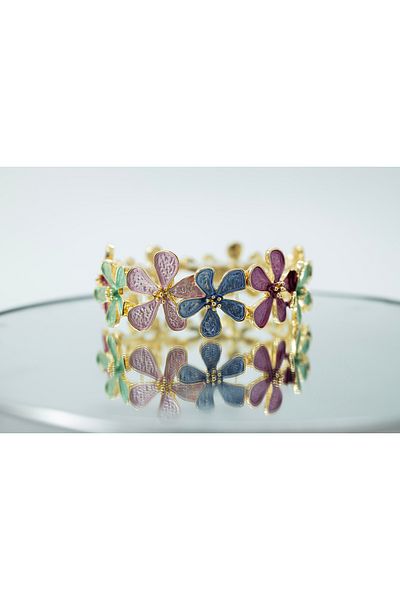 1881 STORE Flower Elastic Enameled Bracelet Pastel Colored