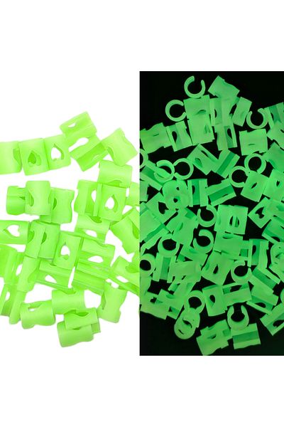 ZLBoutique Set 50 Glowing Green Hair Rings + Applicator with Heart Model, 1x0.6cm, Dreadlocks