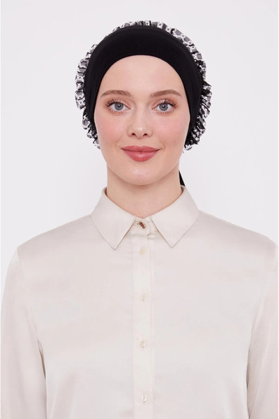 İklilEşarp قبعة نسائية محتشمة من السيليكون الأسود غير قابلة للانزلاق