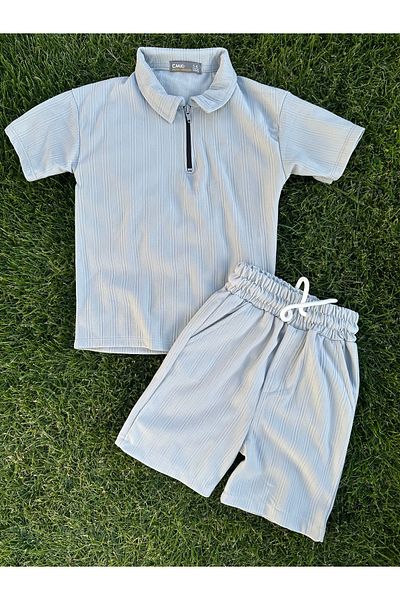 SANTRALBEBE Boy's Front Zipper Bottom Top Shorts T-Shirt Set