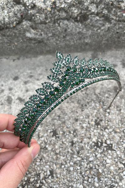 Hobigram Daniela Green Bridal Henna Crown Special Occasion Accessory Women's Crown Hair Accessory – Crown, Crystal Stone