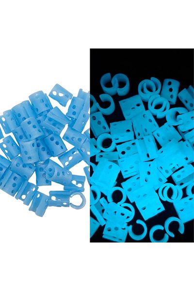 ZLBoutique Set 50 Inele Păr Albastre Fosforescente Aplicator, 1cm X 0.6cm, Accesorii Păr, Împletituri Păr