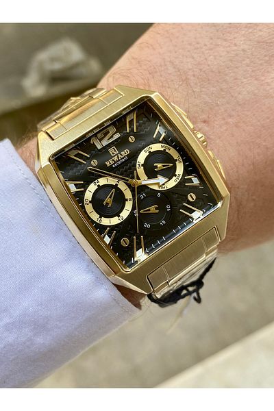 Reward Men's Wrist Watch Waterproof Gold Color Steel Cord Bracelet Gift