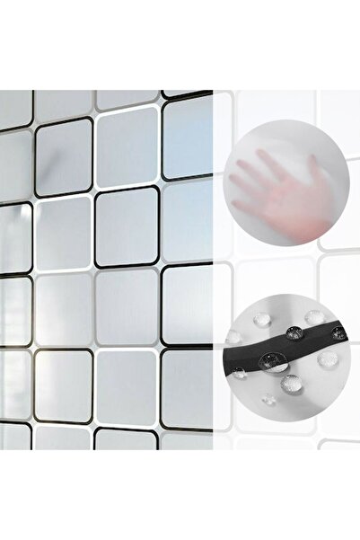 SHOPIENS Shower Curtain PEVA Clearprint, White, 180x180 cm, 12 Rings