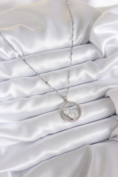 Skygo Silver Colored 316L Steel Chain Heart Model Women's Necklace - TJ-BKO7804
