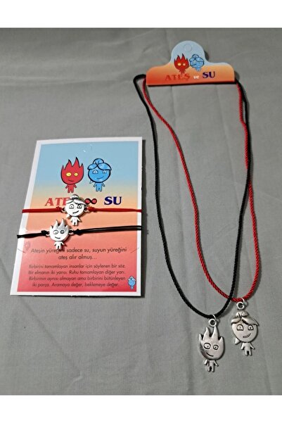 H.RoseButik Ateş ve Su Kolye Bileklik Takım 4'lü Set